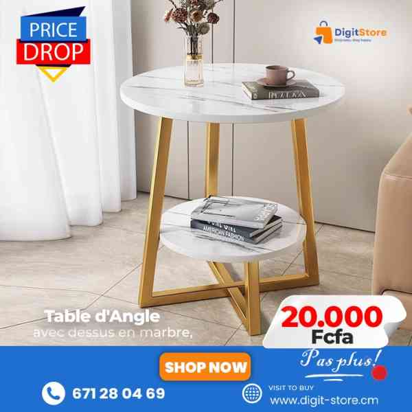 table d'angle avec dessus en marbre