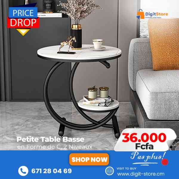 petite table basse en forme de C , 02 niveaux