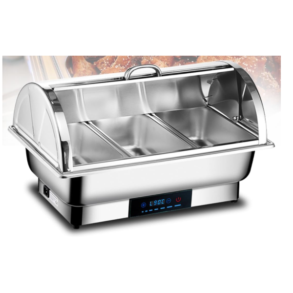 Cuisinière de Buffet Chauffante 3 Plateaux – Inox avec Commande Tactile