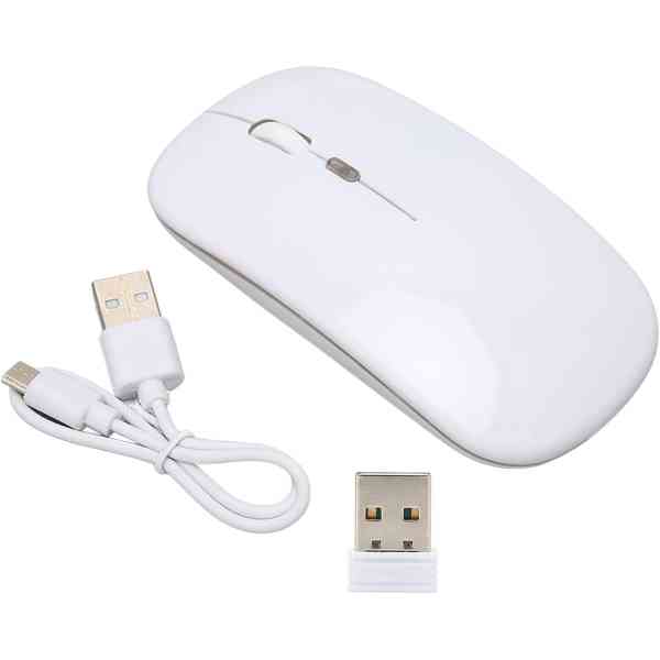 Souris sans fil USB rechargeable, silencieuse, idéale pour le travail, les études et les loisirs (blanche )