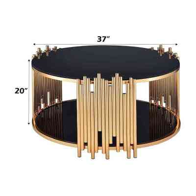 Table basse en verre noir / or ISDS00102 Style & confort 53 000&nbsp;FCFA