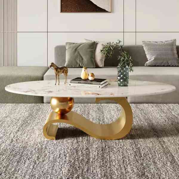 Table basse Rock Plate Light Luxury en acier et verre
