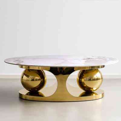 Table basse ovale convertible en acier brillant – Style italien SGDS00018 Style & confort 175 000&nbsp;FCFA